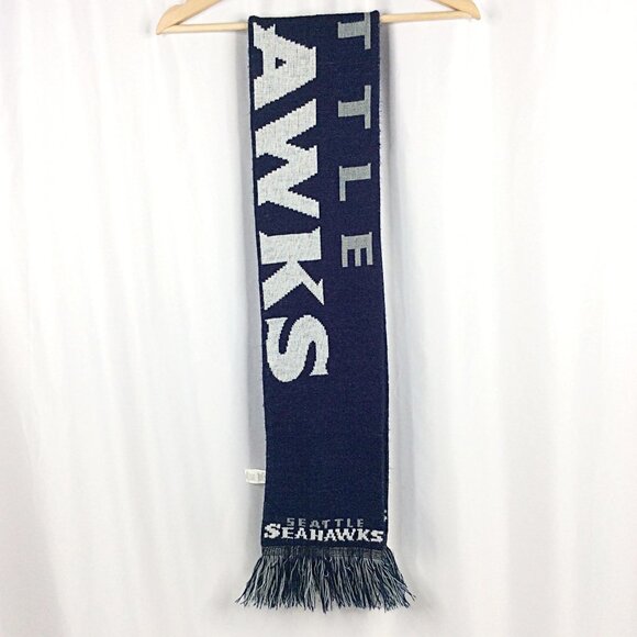 Seattle Seahawks NFL Knit Scarf Wordmark Double Sided Logo New Style - Picture 2 of 8